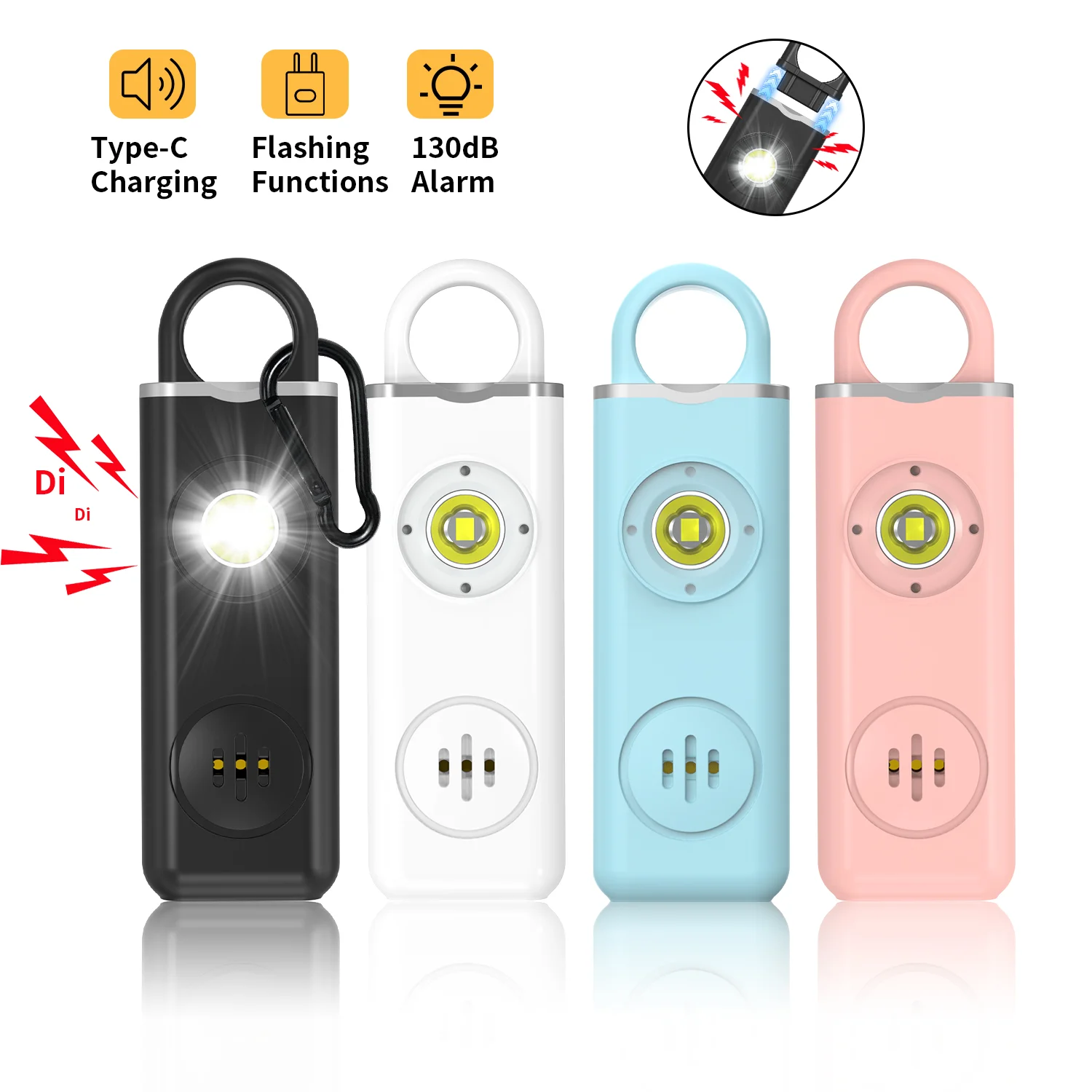 Personal Self Defense Alarm，130db Self Defense Siren Safety Alarm For