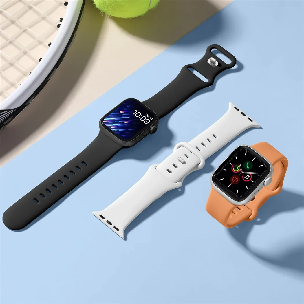 Silicone Strap For Apple Watch Band 46mm 44mm 40mm 45mm