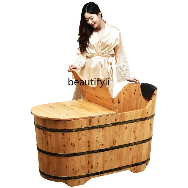 

Wooden Barrel Bath Bucket Adult Insulation Cypress Wooden Bathtub Bath Wooden Barrel with Lid Fumigation Gas Wooden Barrel