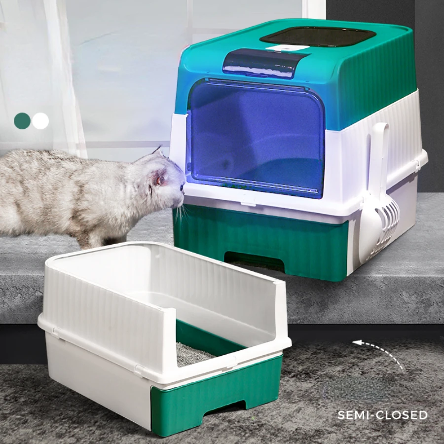 

Double Layer Enclosed Cats Litter Box No Smell Enclosure Splash Guard Pets Toilet Training Kit Areneros Para Gato Cat Supplies