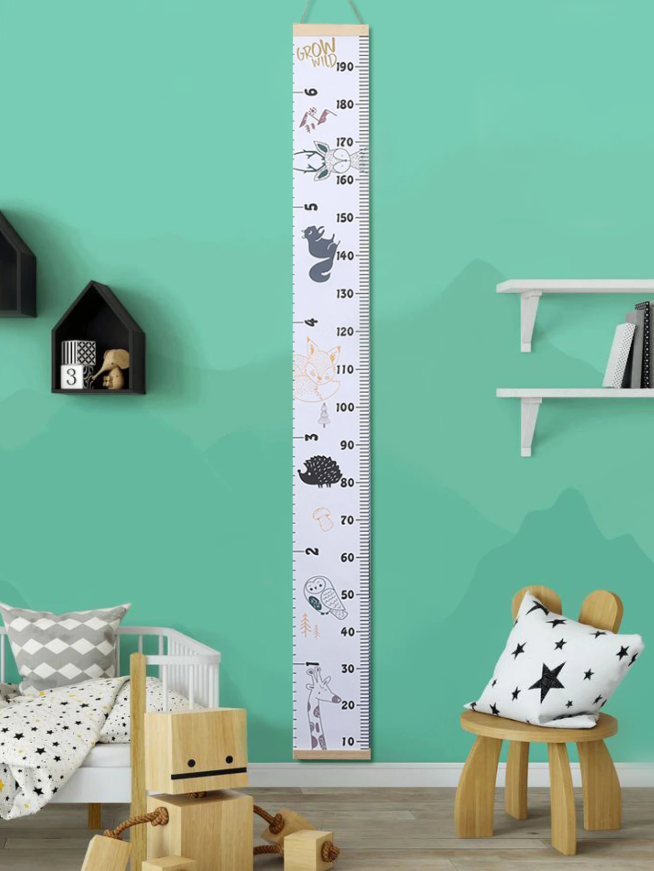 Children's Height Ruler For Kids Room Home Decoration Height Measurement Chart Movable hanging Canvas Chart Wall Decor