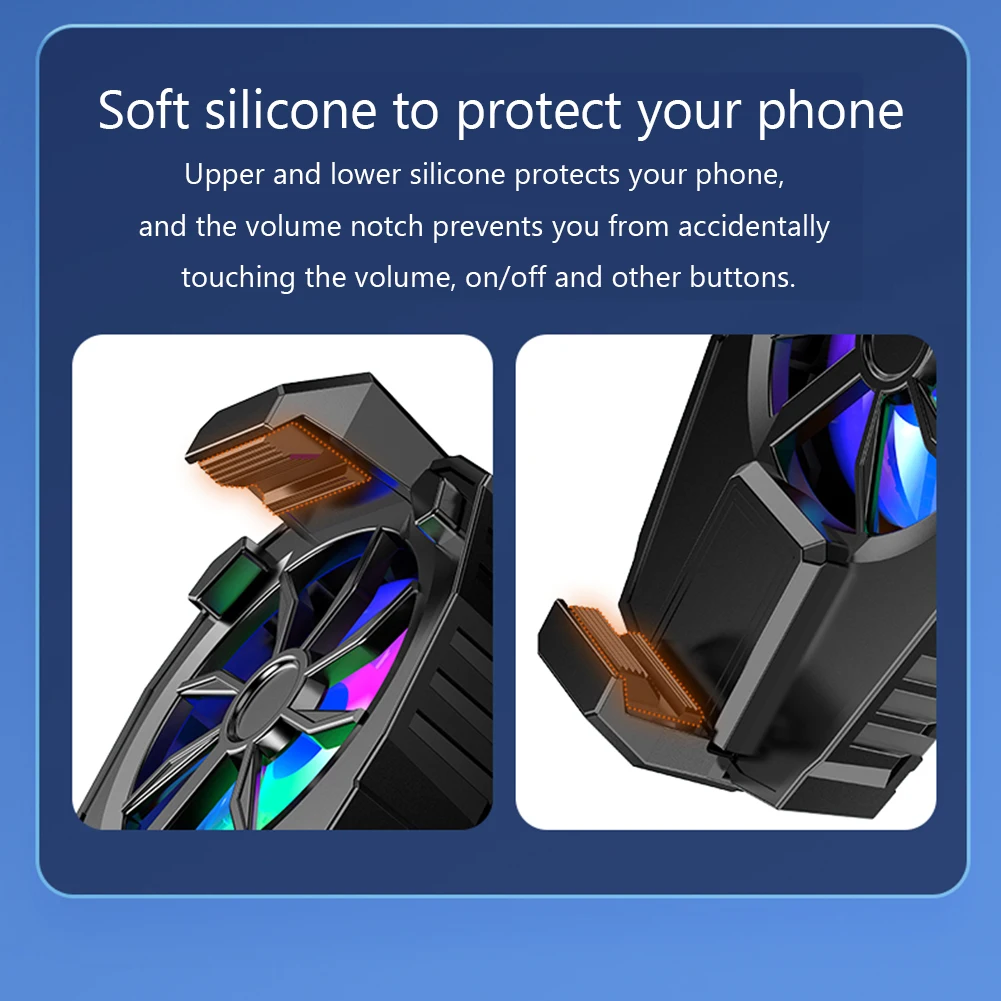 ? RGB 조명이 장착된 휴대폰 라디에이터 휴대용 전화 쿨러 3단 속도 조절 가능 충전식 스냅온 냉각 팬(전화 게임용)