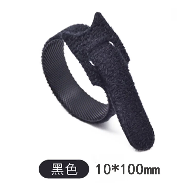 10pcs Reusable Adhesive Fastener Tape T-type Hooks and Loops Fasteners Back To Back Cable Ties Strong Wire Harness Magic Tie 