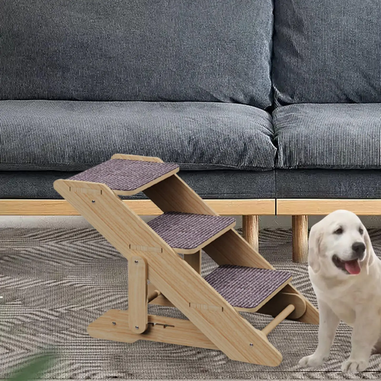 

Dog Stairs Ladder, Dog Ramp Non Slip Wood Removable Pet Supplies Pet Cat Stair,