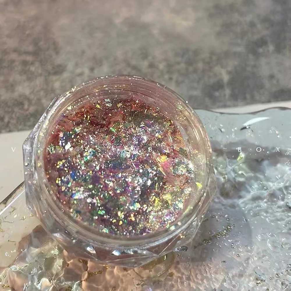 Cosmetics Crystal Fire Pink Aurora Opal Powder Chameleon Glitter Flakes nail powder nail glitter nail pigment nail decoration nail decorations nail flakes mica powder nail powder set fluorescent pigment luminous pigment For Eyeshadow Nail Art Resin Crafts Manicure Paillettes
