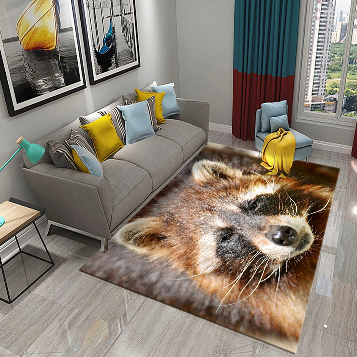LovelyRaccoonCarpetCuteAnimalRugsforBathroomEntranceNonslipAreaMatLivingRoom
