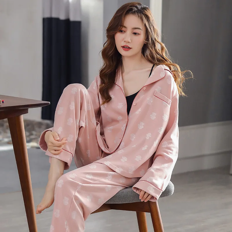 

Pajamas Autumn Women's Cardigan Thin Long Sleeved Trousers Can Be Worn Outside Home Clothes Pjs Women Lounge Sets Sleepwear