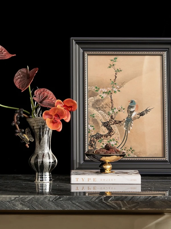 새로운 중국 스타일 장식 예술품 부드러운 장식 디자인 산과 새 그림 액자 대나무 소나무 장식 액세서리