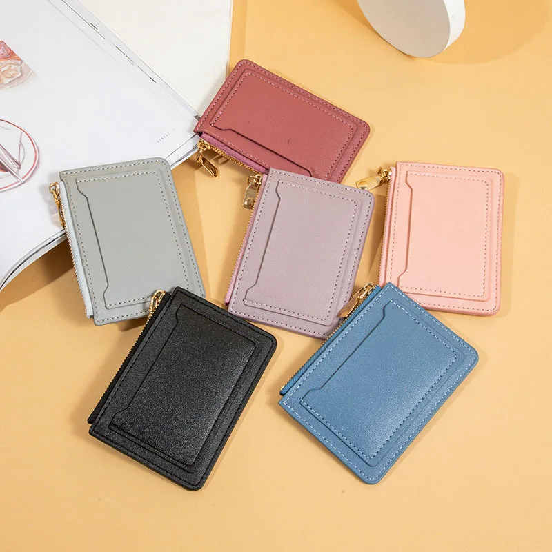 1PC Ultra-Thin Women Men Credit ID Card Holder PU Leather Zipper