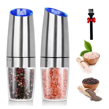 1pcs, Gravity Electric Salt And Pepper Grinder - Salt & Pepper Mill Sets With LED Light, One Hand Automatic Operation, Adjus 1