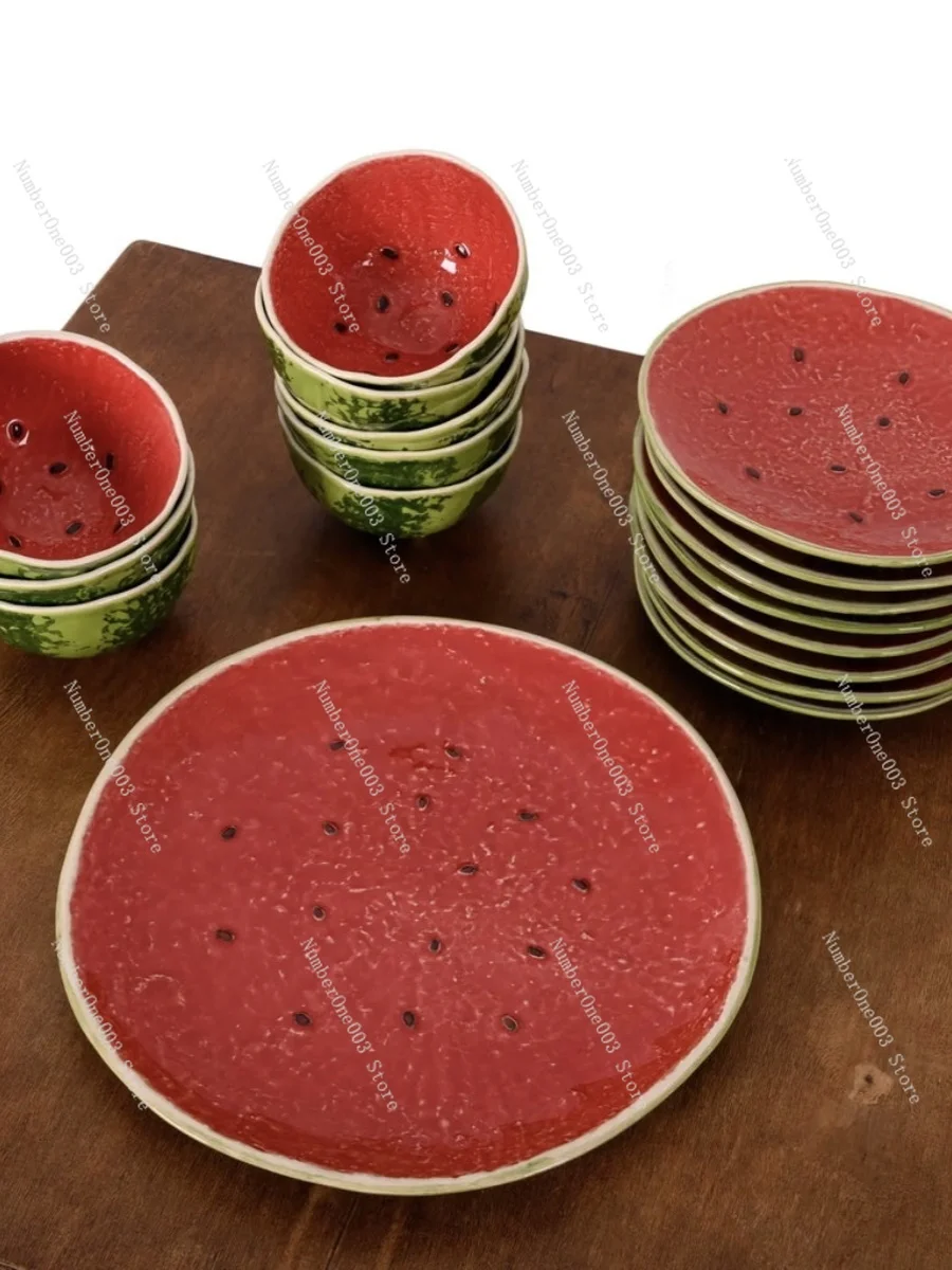 

[YURUUI Designer] Bordello Pinheiro Watermelon Stoneware Hand-painted Bowl and Plate Decoration From Portugal