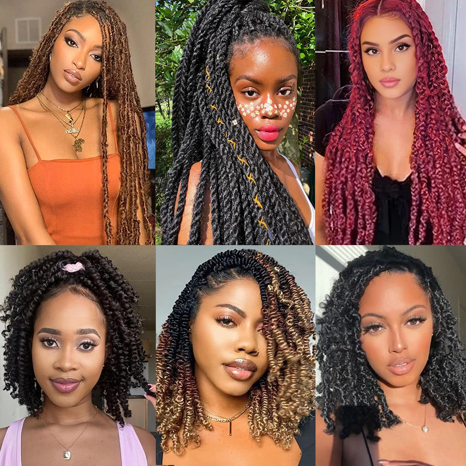 Wakego Springy Afro Twist Hair 12 16 24 Inch Marley Twists Meches Afro Kinky Twist Hair Extensions For Braids Locs Crochet Hair 6