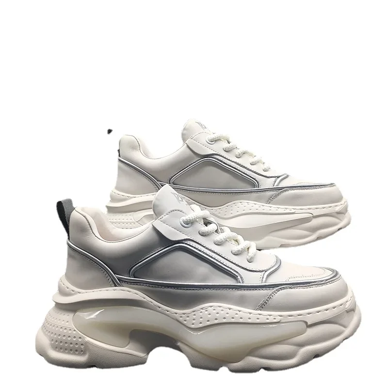 

Casual Sneakers Heightening Shoes for Men New Daily Versatile Dad's Shoes Genuine Leather Thick Sole High-end Sports Shoes Male