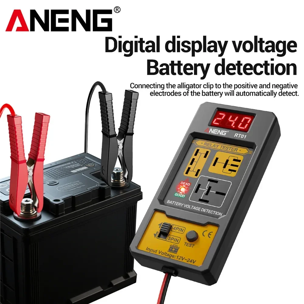 자동차 전기 기술자 키트 브레이크 유체 테스터 자동차 릴레이 전압 테스터 12V/24V 릴레이 감지기 4/5 핀 브레이크 오일 분석기 테스트 도구