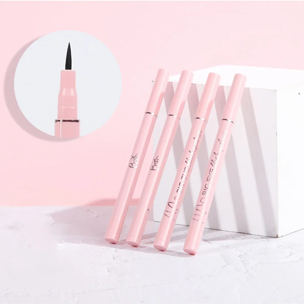 Matita eyeliner nera impermeabile in tubetto rosa, eyeliner liquido ultra sottile a lunga durata, strumento per il trucco ad asciugatura rapida._voghion.com