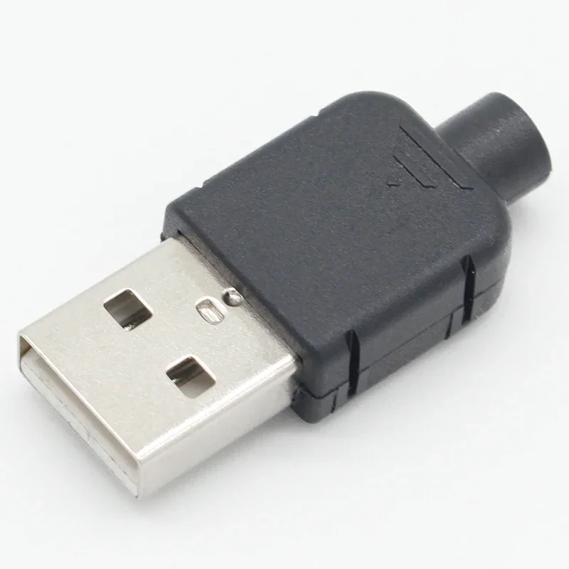 10 ชุด DIY USB 2.0 ปลั๊กประเภทชาย 4 พินอะแดปเตอร์ซ็อกเก็ตประเภทบัดกรีเปลือกพลาสติกสีดําสําหรับการเชื่อมต่อข้อมูล 1