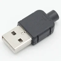 10 ชุด DIY USB 2.0 ปลั๊กประเภทชาย 4 พินอะแดปเตอร์ซ็อกเก็ตประเภทบัดกรีเปลือกพลาสติกสีดําสําหรับการเชื่อมต่อข้อมูล 1