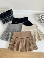 Plaid Pleated Mini Skirt Thick Wool Short Skirt High Waist Box-pleat Miniskirt for Women Teen-girl Preppy Style Outfit - Image 3