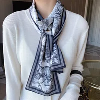 Luxury Design Long Scarf Women's DesignSilk Satin Scarf Faux Silk Satin Headband Shawl Beach 15x145cm 2