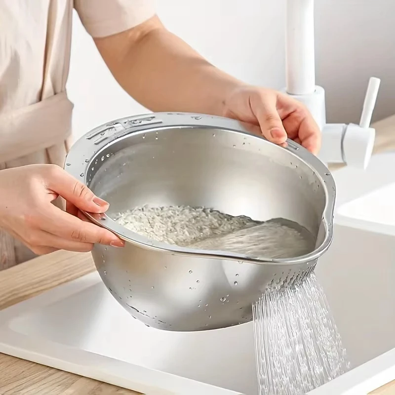 Stainless Steel Rice Strainer Bowl 3