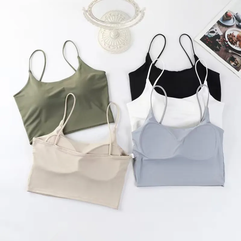 

Ice Silk Bra Underwear Solid Color Joker Tube Top In Summer With Chest Pads Gathered Bottoming Vest Wrapped Women