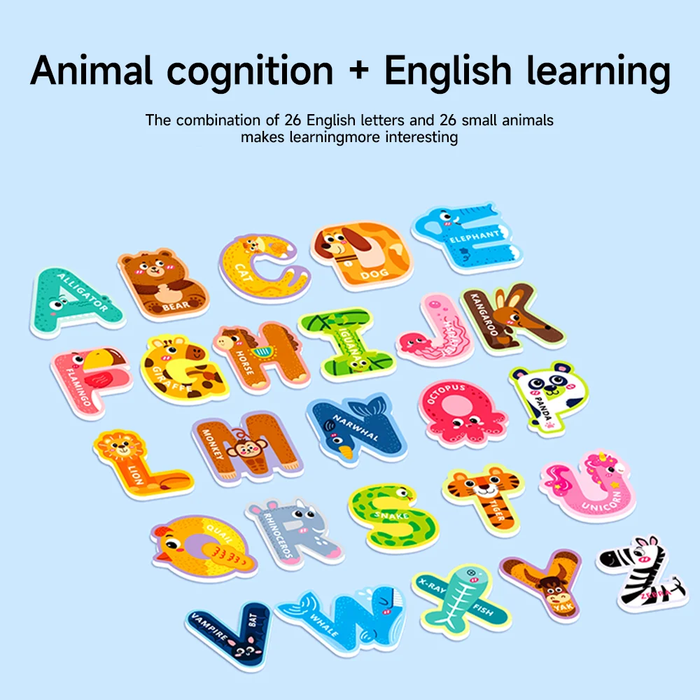 Magnetic Letters for Kid Magnets Fridge Animals Alphabet Toys Children Magnetic Refrigerator Uppercase ABC Numbers magnetic assembly toy,magnetic alphabet toys