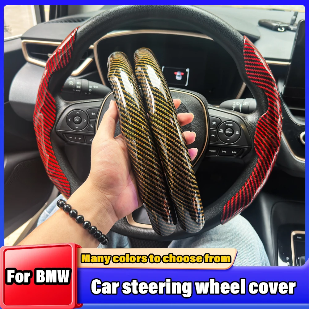 Luxurious 38cm Leather Car Steering Wheel Cover