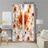 2Pcs Glam Style Curtain Panels Orange Red Floral Print With Hexagon Background Machine Washable Polyester Decorative Drapes_ai2 4