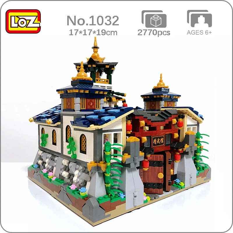 

LOZ 1032 Architecture Martial Arts Kung Fu School Palace Bell Tower 3D Model Mini Blocks Bricks Building Toy for Children no Box