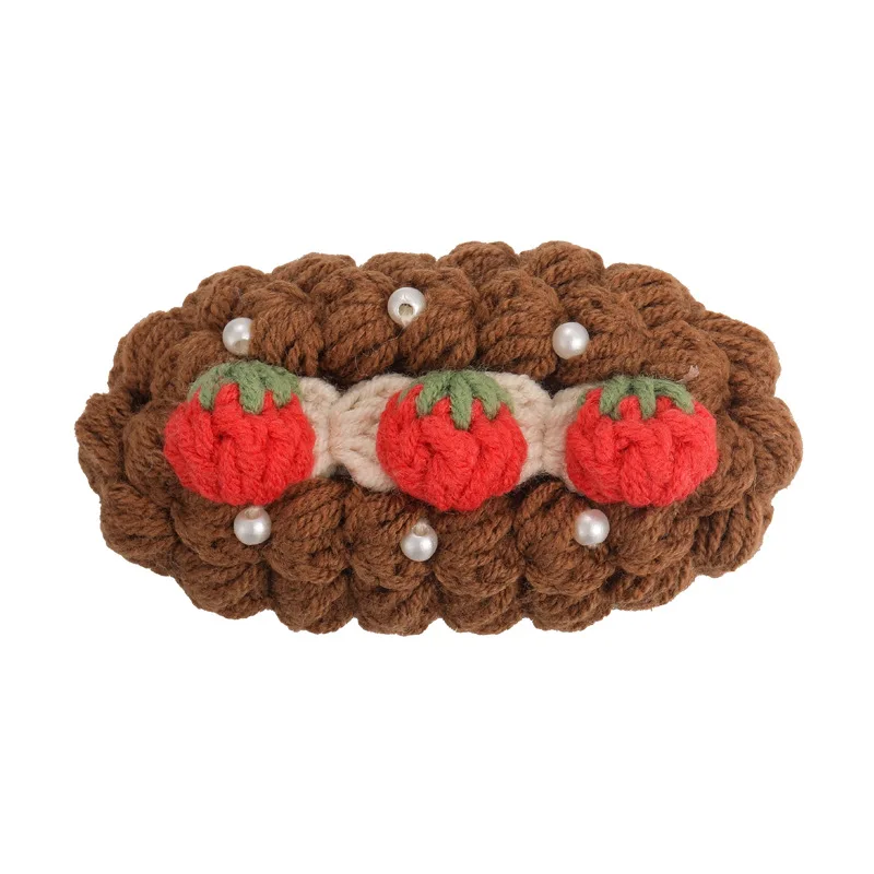 Herbst/Winter handgemachte Häkelgarn Obst Haarspangen für Frauen 2025, neuer Stil Stirn BB Clips Seitenclips Fransenclips – Detail 16