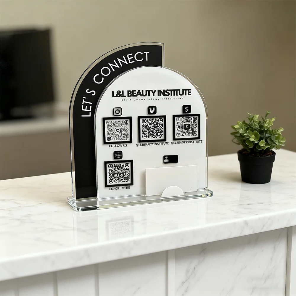 멀티 QR 코드 스탠드 맞춤형 아크릴 QR 코드 디스플레이 표지판 비즈니스 결제 소셜 미디어 리뷰 개인 맞춤형 로고 QR 코드 홀더