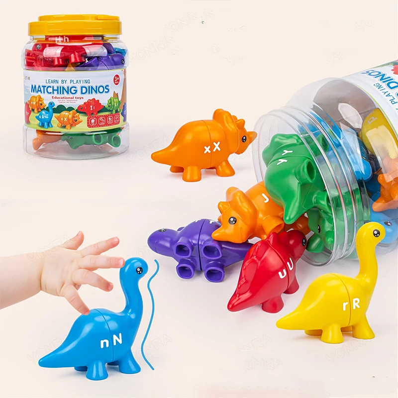 Kid Matching Letters Dinosaur Toy Toddlers Double-Sided Letters Montessori Preschool Educational Fine Motor Jigsaw Puzzle Toy 4