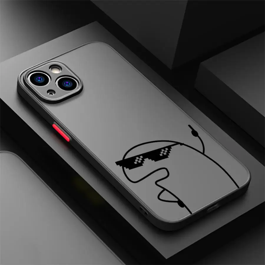 Playful Cartoon Matchman Shockproof Matte Transparent Phone Case