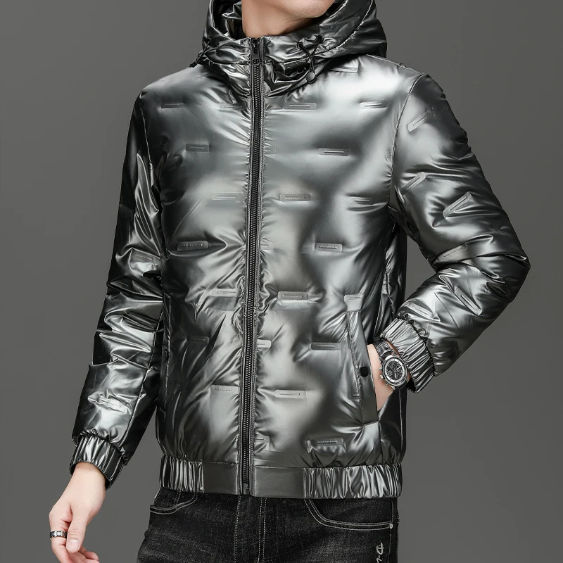 New Trendy 80% White Duck Down Sport Coat Winter Fashion Bright Color Warm Jacket Thick Thermal Hooded Outwear