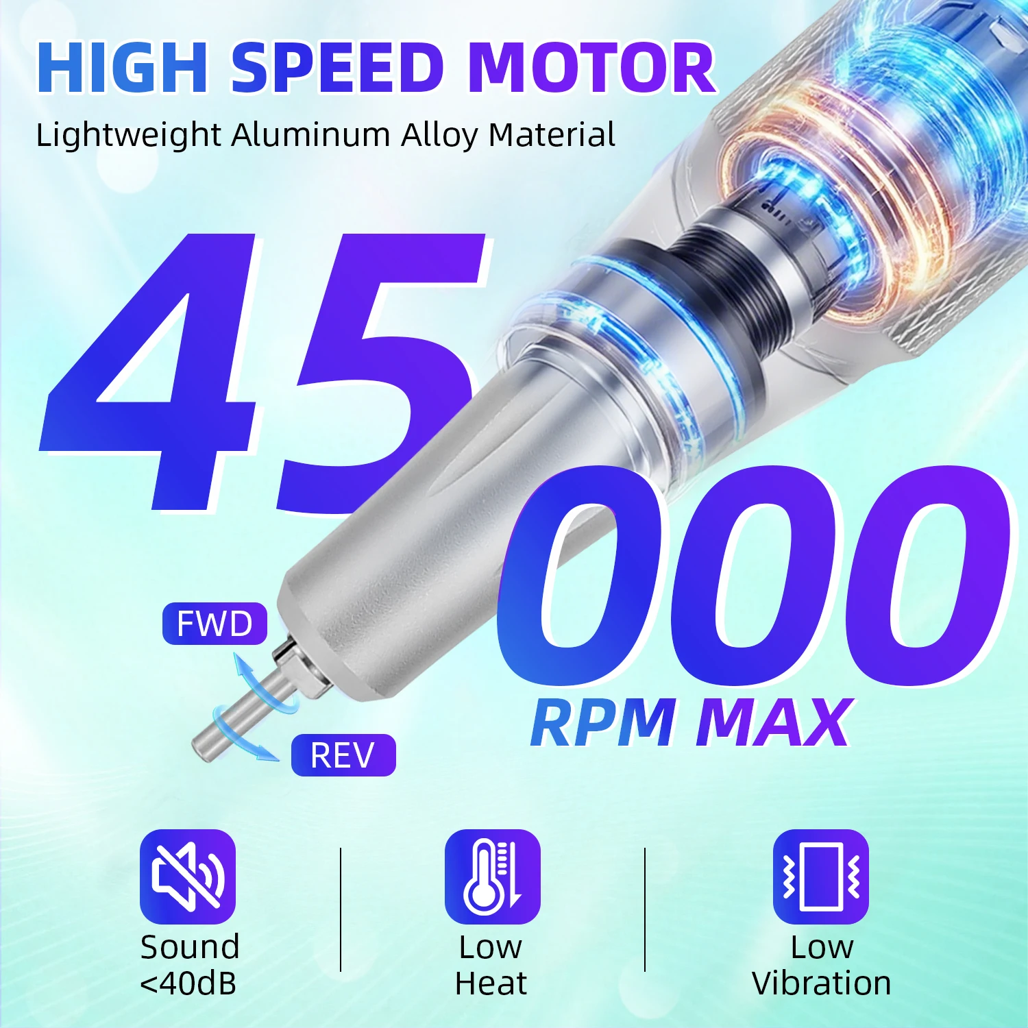 전문 45000RPM 전기 휴대용 네일 드릴 머신 매니큐어 살롱 도구에 대한 충전식 저소음 네일 샌더 파일