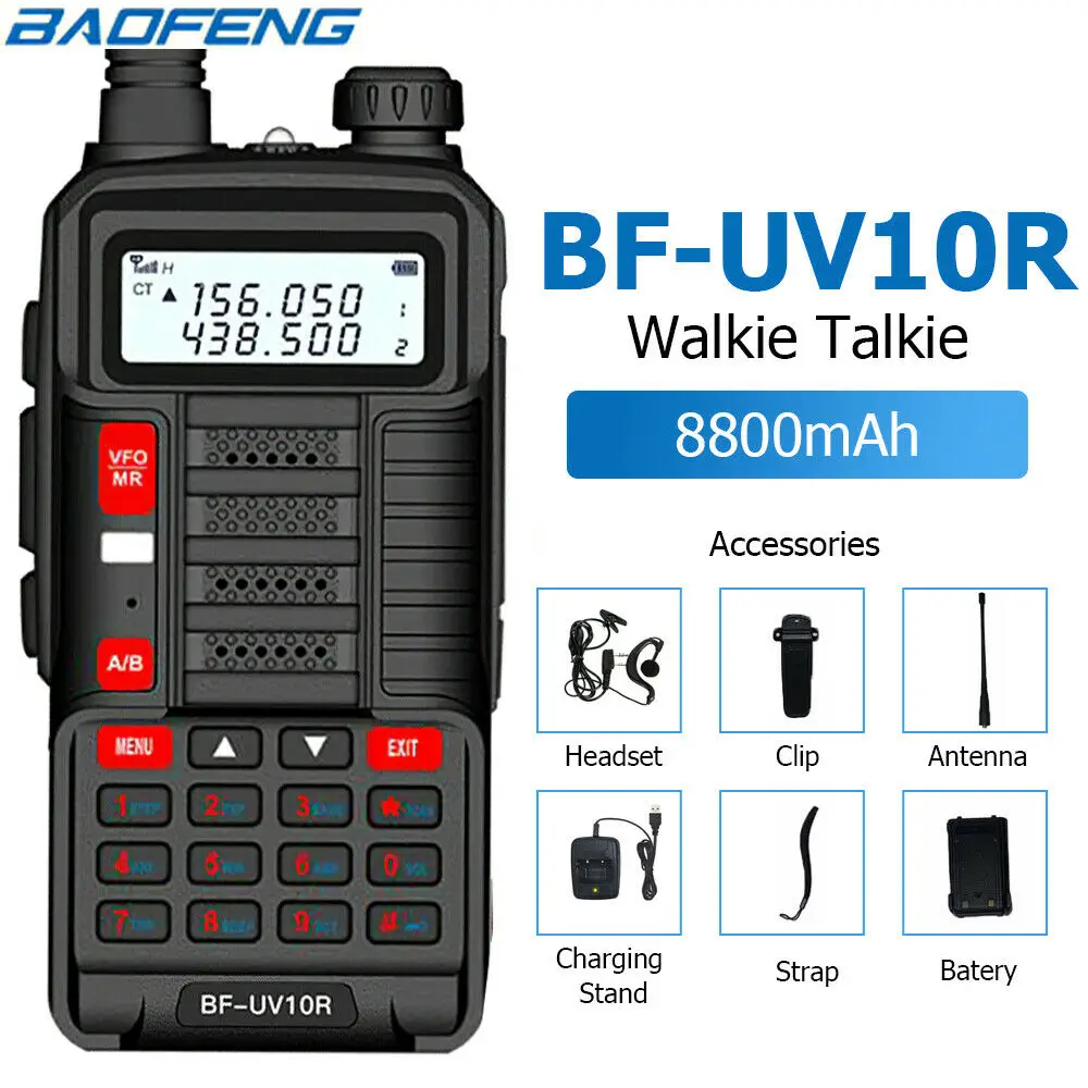 

BAOFENG 10W High powerful 3 Power Model Professional Portable Walkie Talkie UV-10R V2 128 Channels Larger Capacity battery