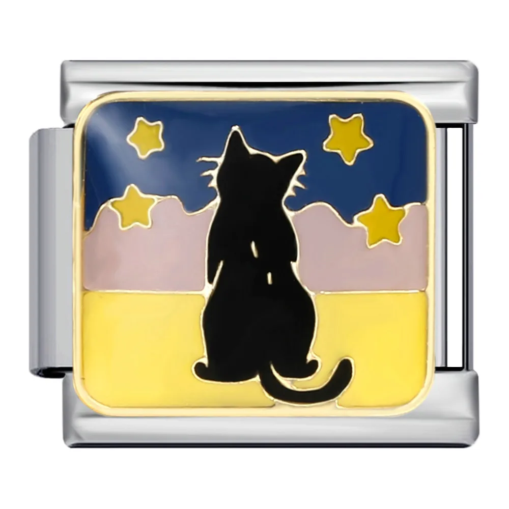 URING Heißer Verkauf Charm Armband Glückliche Katze Kleine Katze Element Italienischen Link Fit 9mm Edelstahl Perlen Machen DIY hand Kette – Detail 7