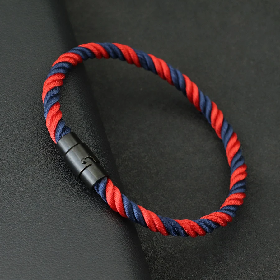 Mens Black Paracord Bracelet with Magnetic Buckle