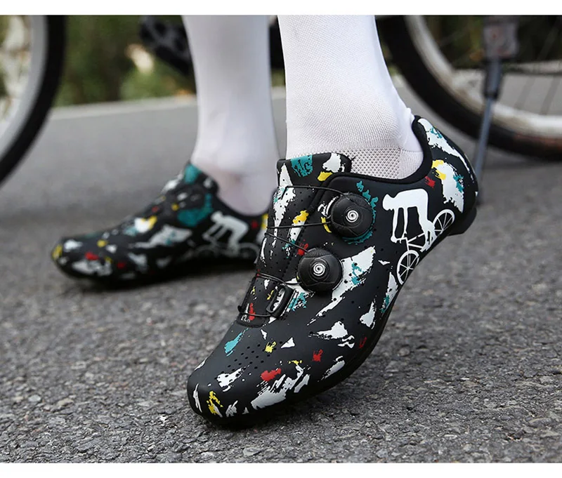 Chaussures De Vélo De Route/ VTT Pour Hommes Taille 46 - Compatibles SPD-SL, Cuir, Fermeture Boucle Et Laçage