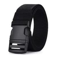Men's Outdoor Tactical Belt - No Metal Buckle (Plastic), Nylon Canvas Woven, Heavy Duty High Quality Webbing