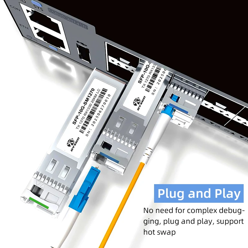 Fiber Transceiver Module SFP Transceiver Module BIDI LC 10G SFP Optical Module For Cisco/Mikrotik/Ubiquiti Router/Switch Adaptive SFP+ Module Zinc alloy SM SFP Transceiver