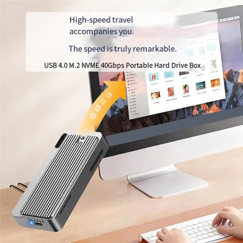 USB4.0 M.2 NVMe SSD 인클로저 40Gbps, Thunderbolt4/3 USB4 지원, 2280 B+ M M-Key SSD 스토리지 케이스 사이즈