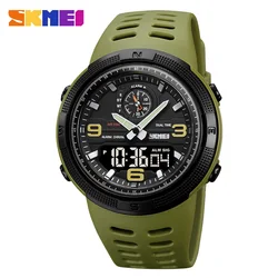 SKMEI 1655 Waterproof Sports Digital Watch - Dual Display Men's Electronic Wristwatch (Army green - black)