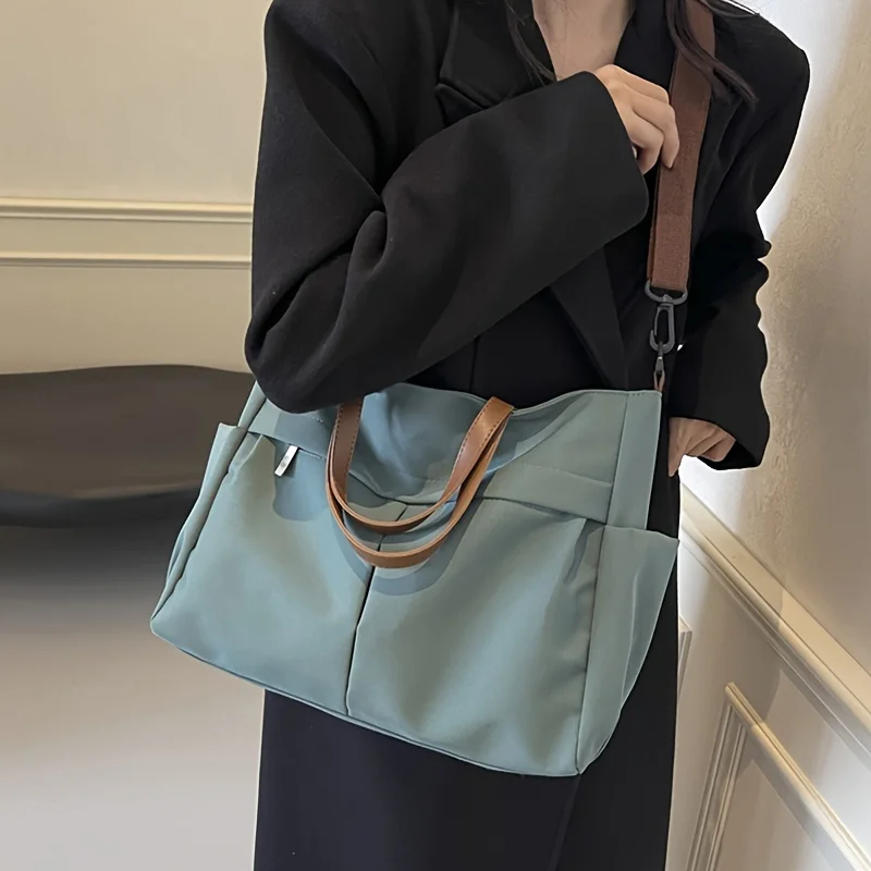 Spacious Nylon Tote Bag for Women Stylish Shoulder Crossbody Bag, Perfect for Casual Outings, Travel, Business, Fitness Shopping