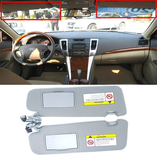 A-Premium Sun Visor For Hyundai Sonata 2005-2008 - Beige, W/ Mirror & Sliding Extender - View #4