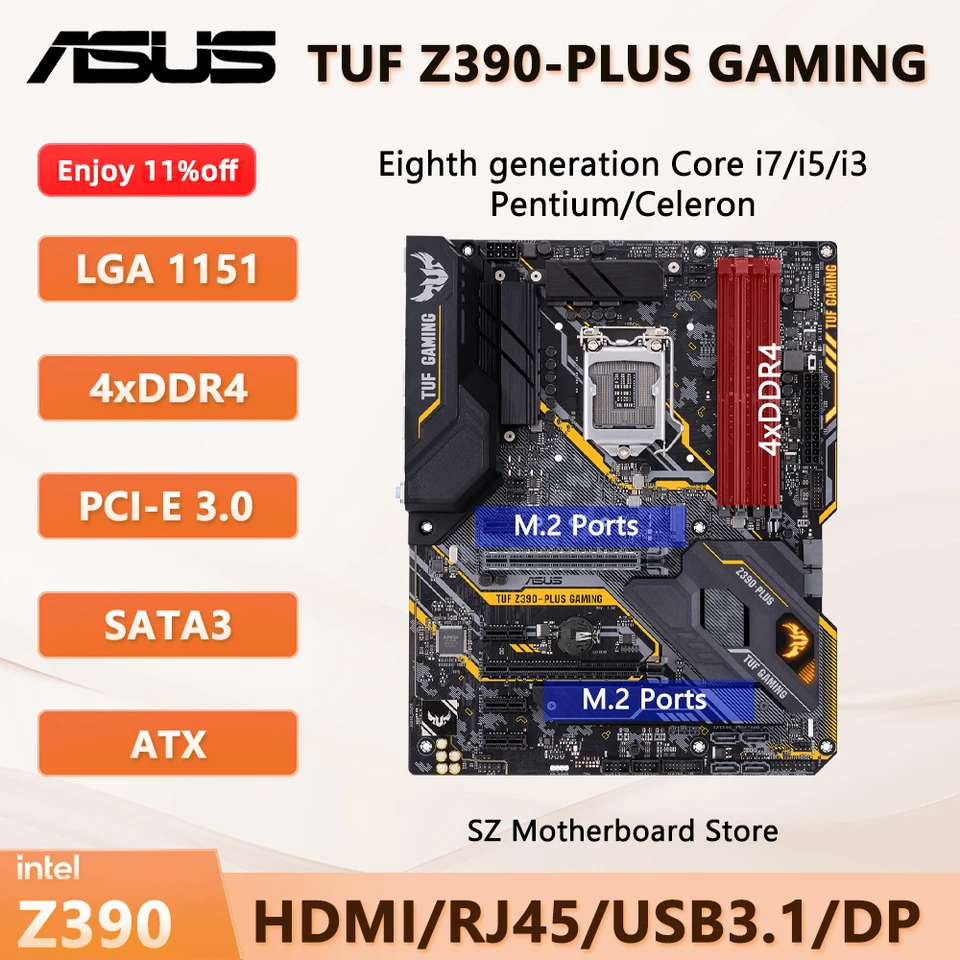 ASUS TUF Z390-PLUS GAMING LGA 1151 para CPU Intel de 8. a/9 a