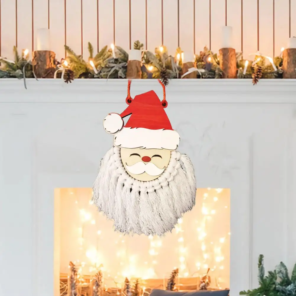 

Santa Claus Decoration Charming Wooden Santa Claus Tassel Ornaments for Festive Xmas Party Supplies Smooth-edged Hanging