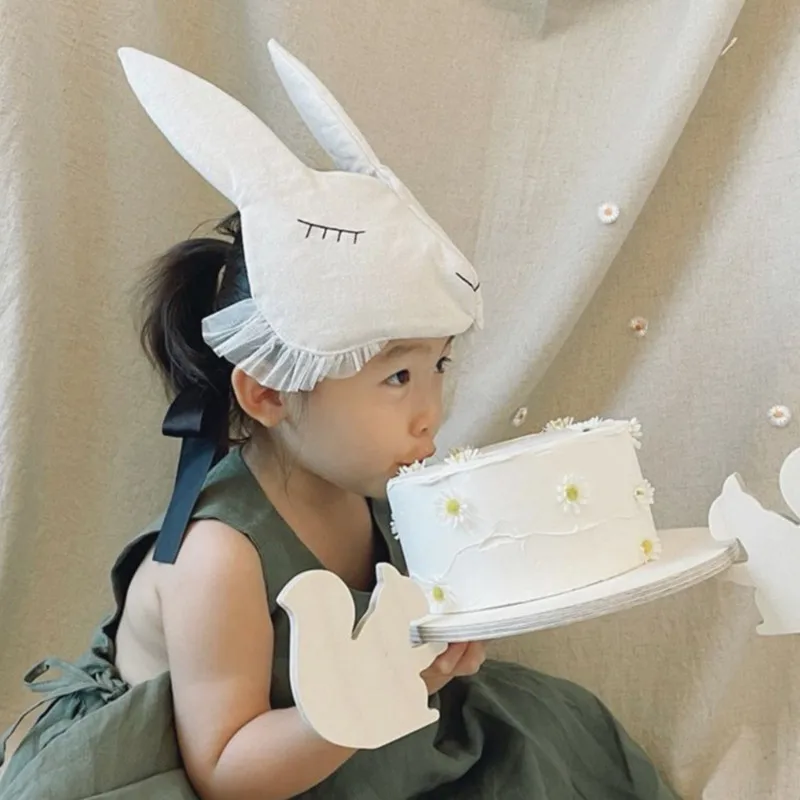 Kids Hat Cap for Boy Girl DIY Funny Easter Rabbit Face Mask