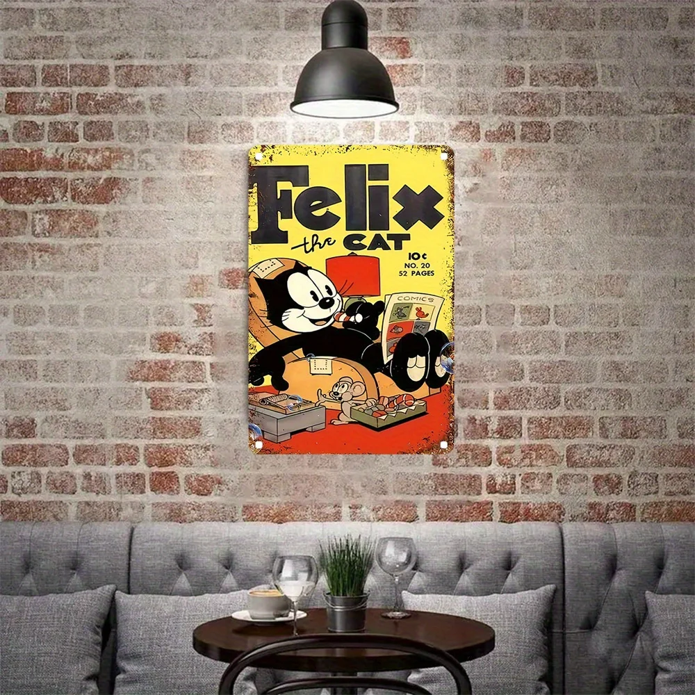 ClassicToonDecor F-Felix Cat Tin Sign - Iron Retro Comic Wall Art
