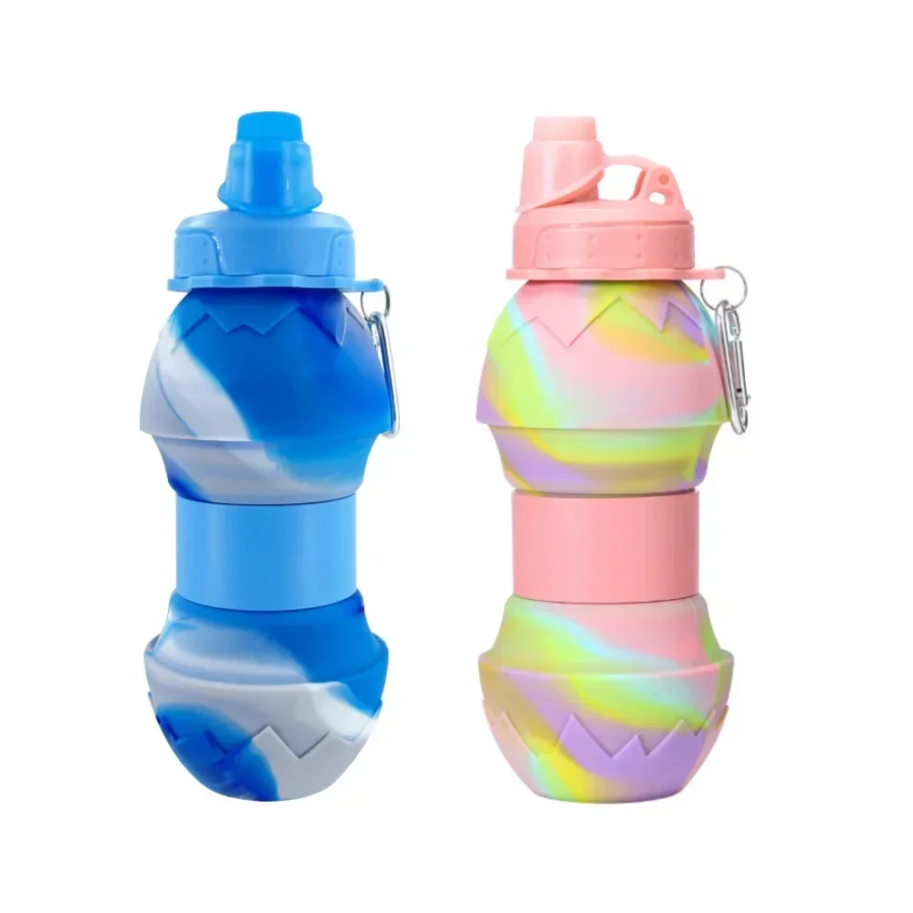 Eggshell Folding Water Cup Telescopic Sports Water Bottle New Silicone Cross-Border